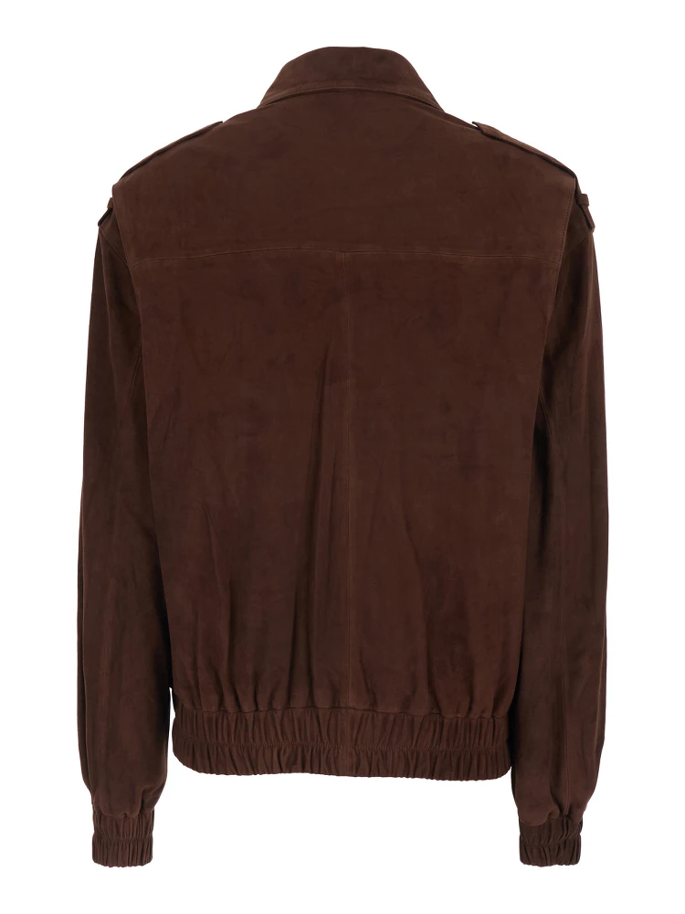 Halti Brown Jacket with Front Patch Pockets and Elastic Hems in Suede Woman alternative