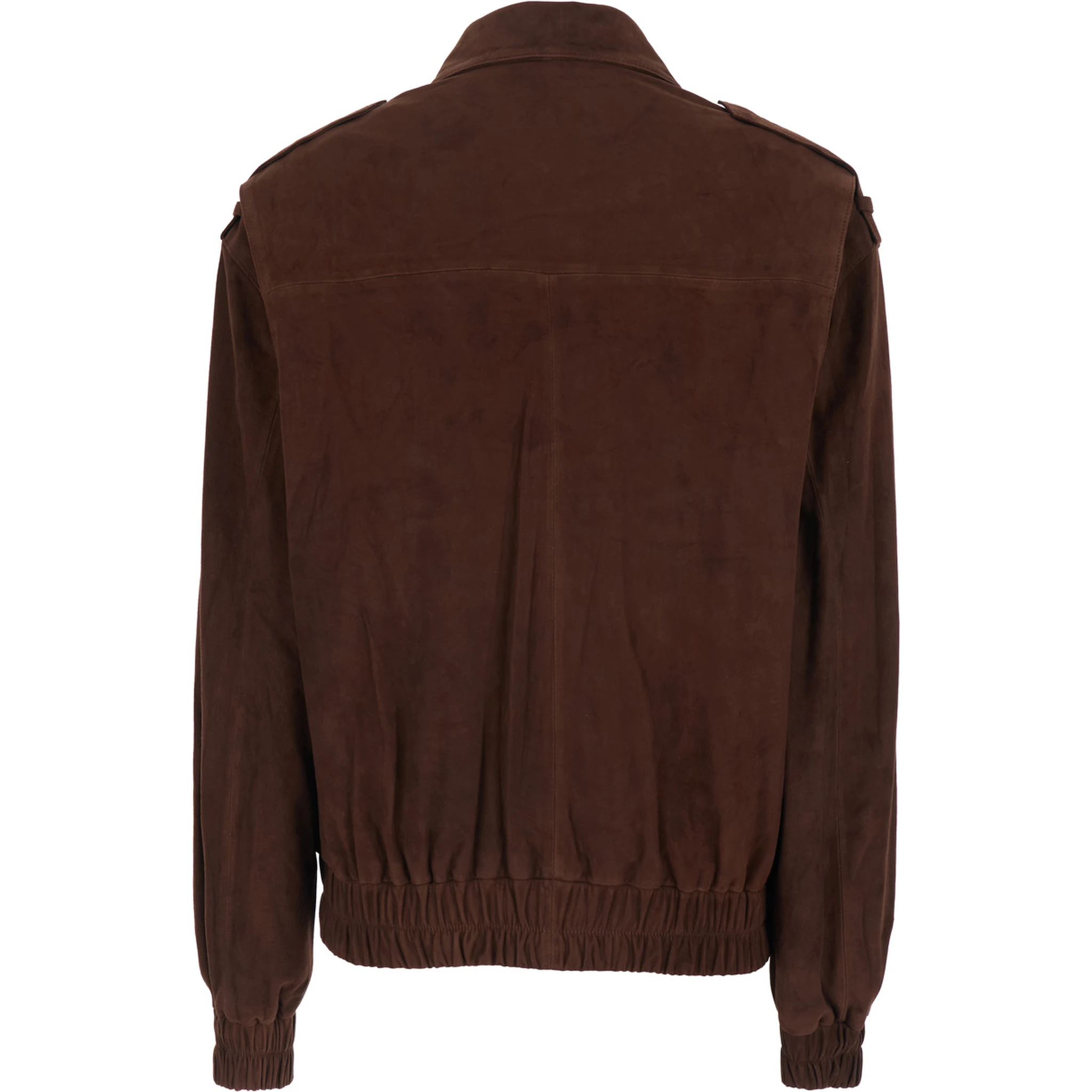 Halti Brown Jacket with Front Patch Pockets and Elastic Hems in Suede Woman