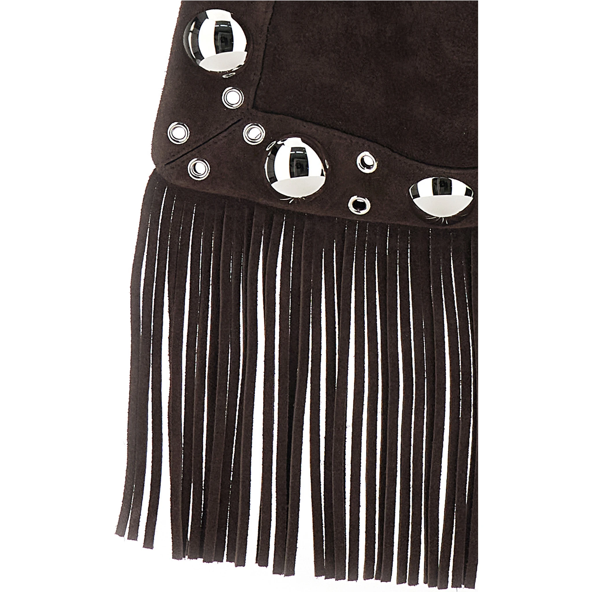 Nellcote Brown Shoulder Bag with Adjustable Shoulder Strap and Stud Embellishments in Suede Man