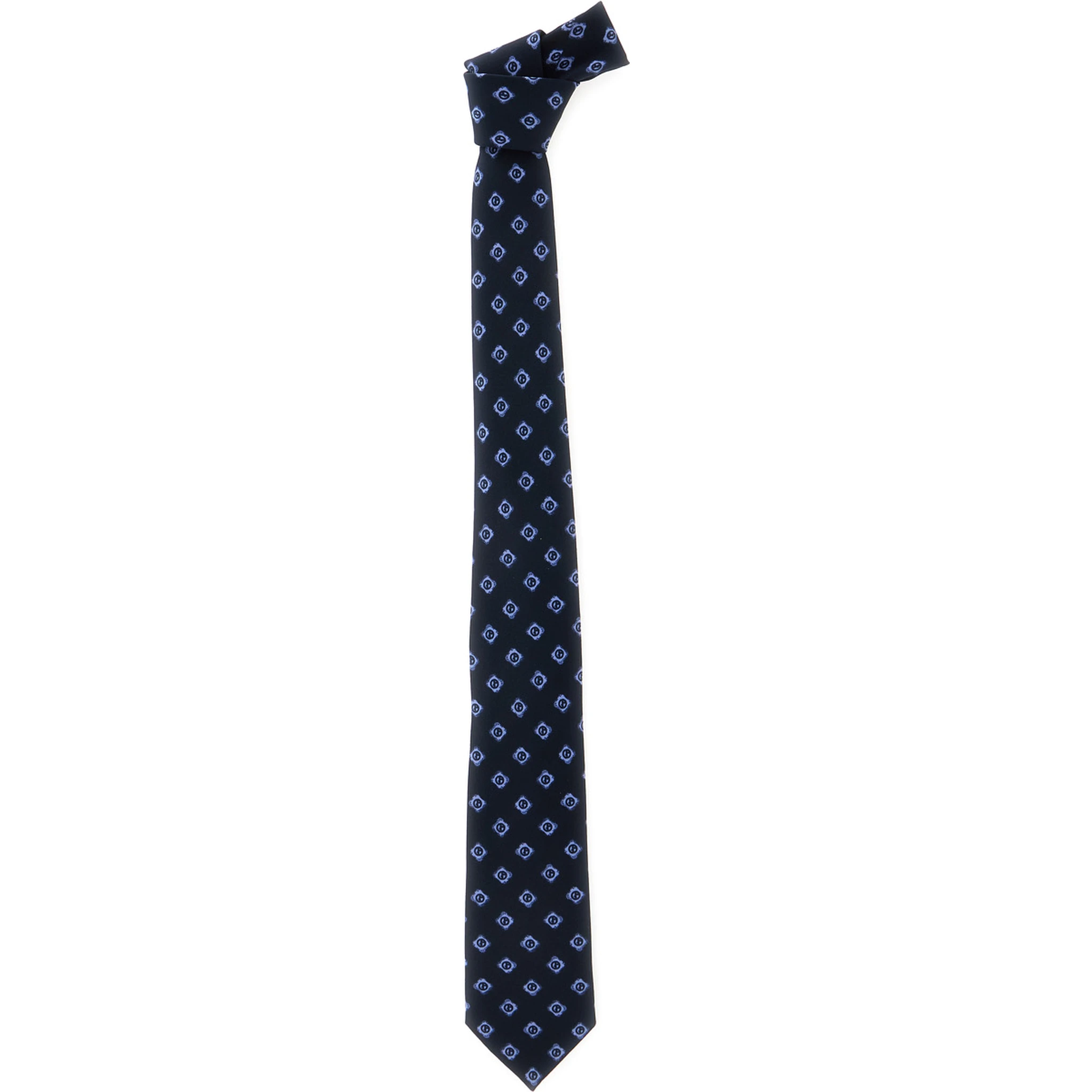 Blue Tie with All-Over Logo Print in Silk Man