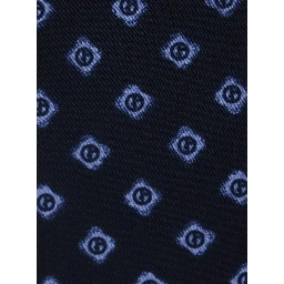 Blue Tie with All-Over Logo Print in Silk Man
