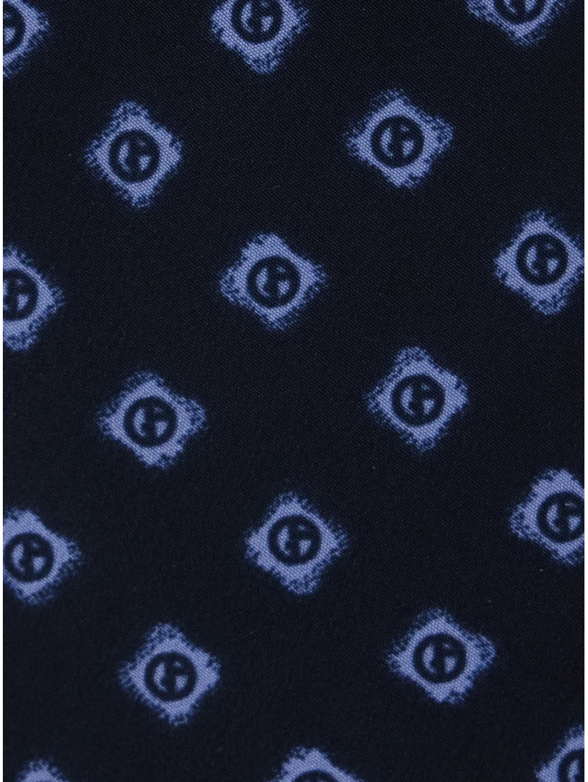 Blue Tie with All-Over Logo Print in Silk Man