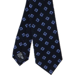 Blue Tie with All-Over Logo Print in Silk Man