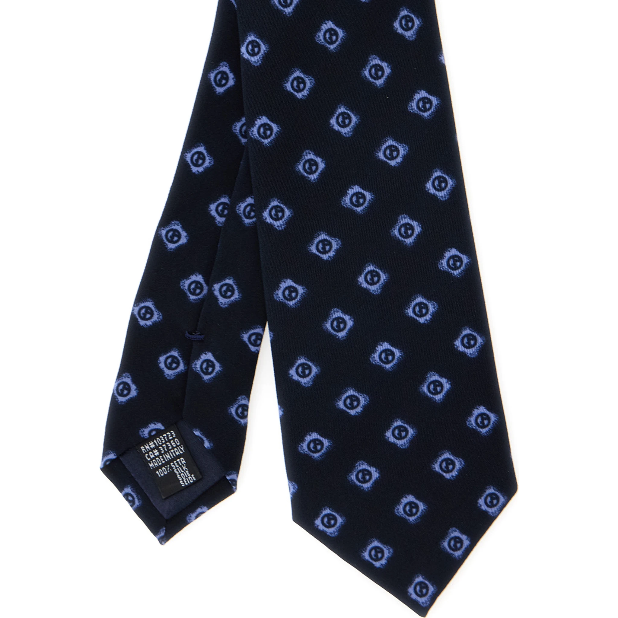 Blue Tie with All-Over Logo Print in Silk Man