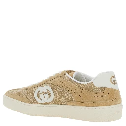 G75 Beige Sneaker with All-Over GG Motif and Side Logo in Suede Woman