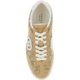G75 Beige Sneaker with All-Over GG Motif and Side Logo in Suede Woman