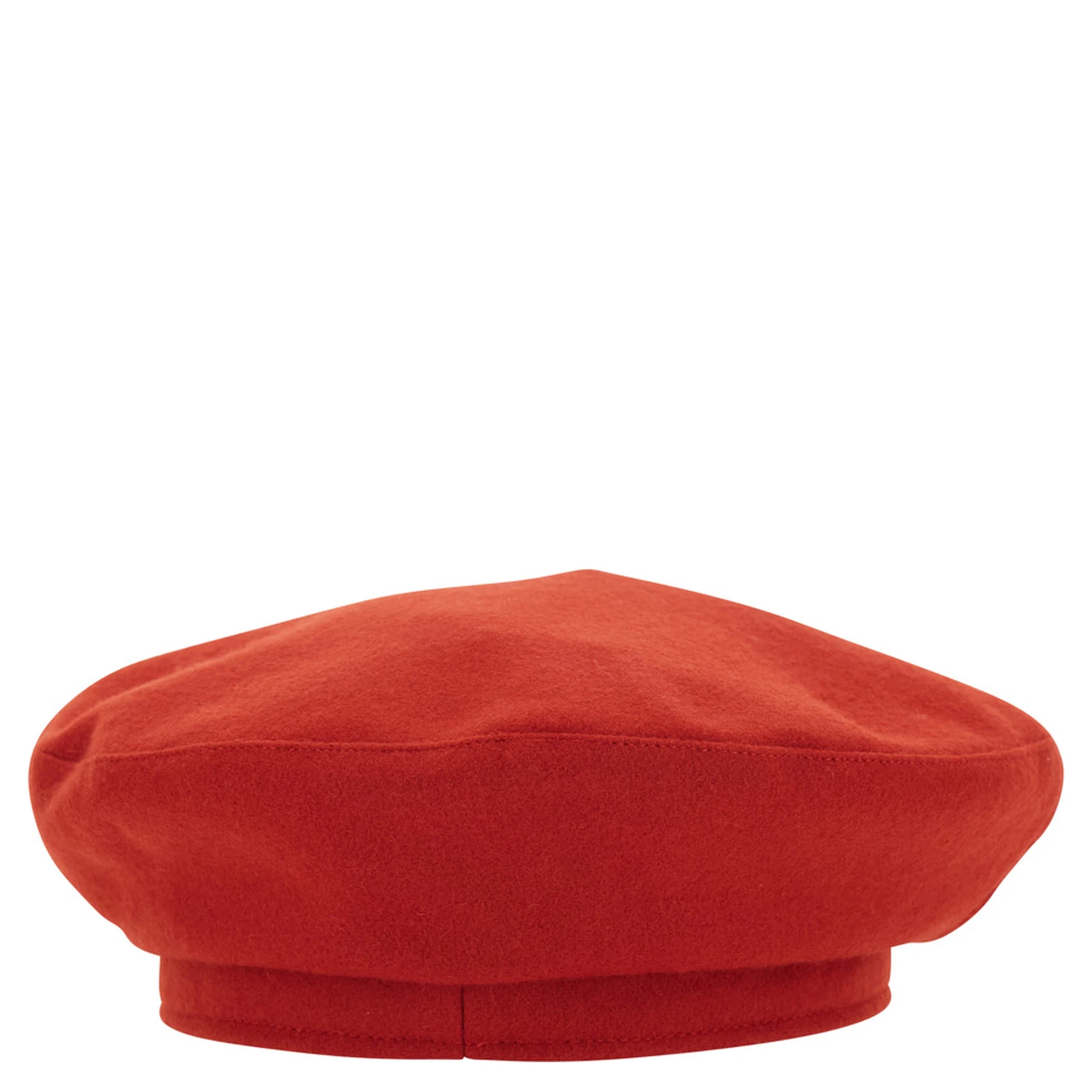 Red Hat with Flat Crown and Logo Plaque on the Side in Wool Woman