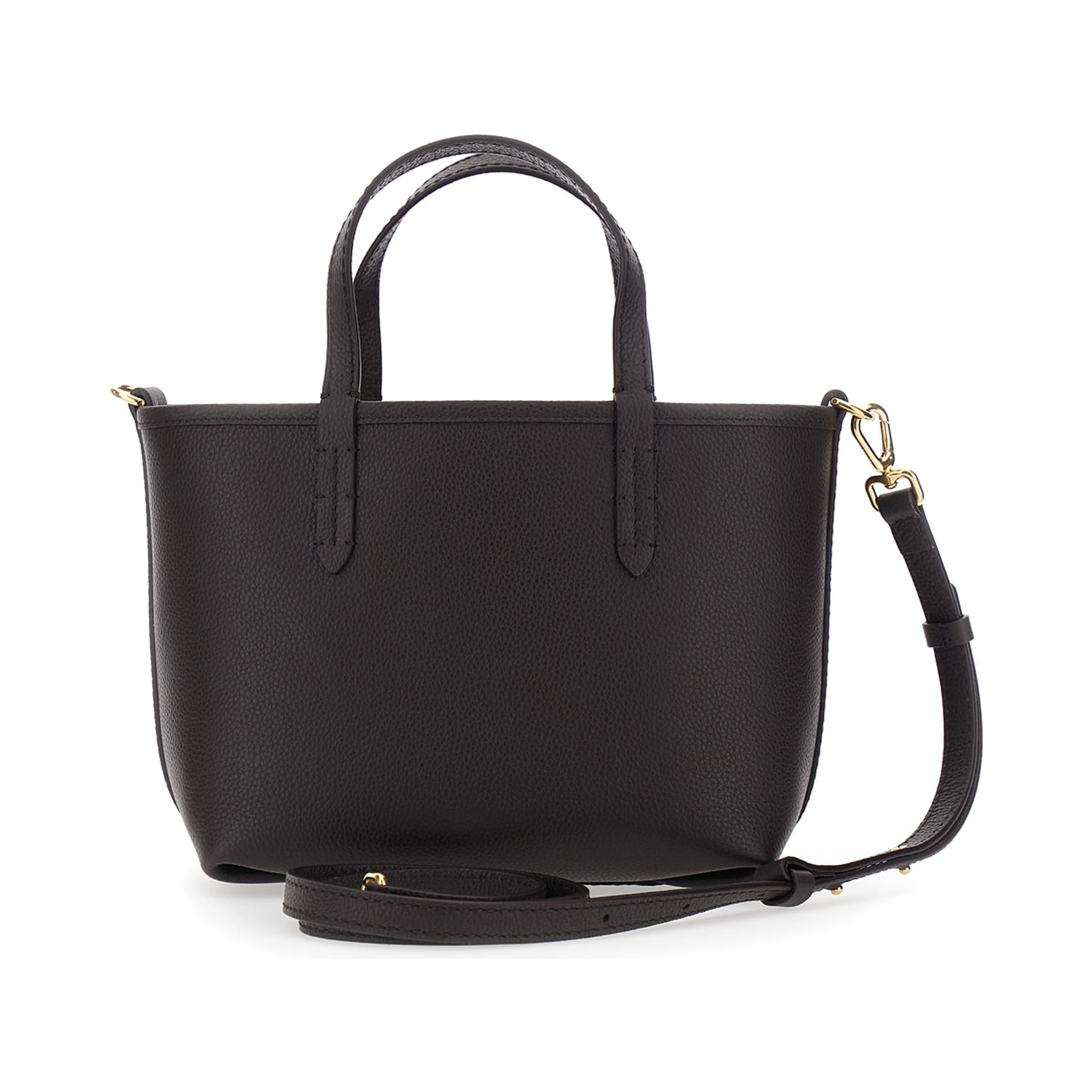 Brown Reversible Tote Bag with Adjustable and Removable Shoulder Strap and EKD Patch on the Front in Leather Woman