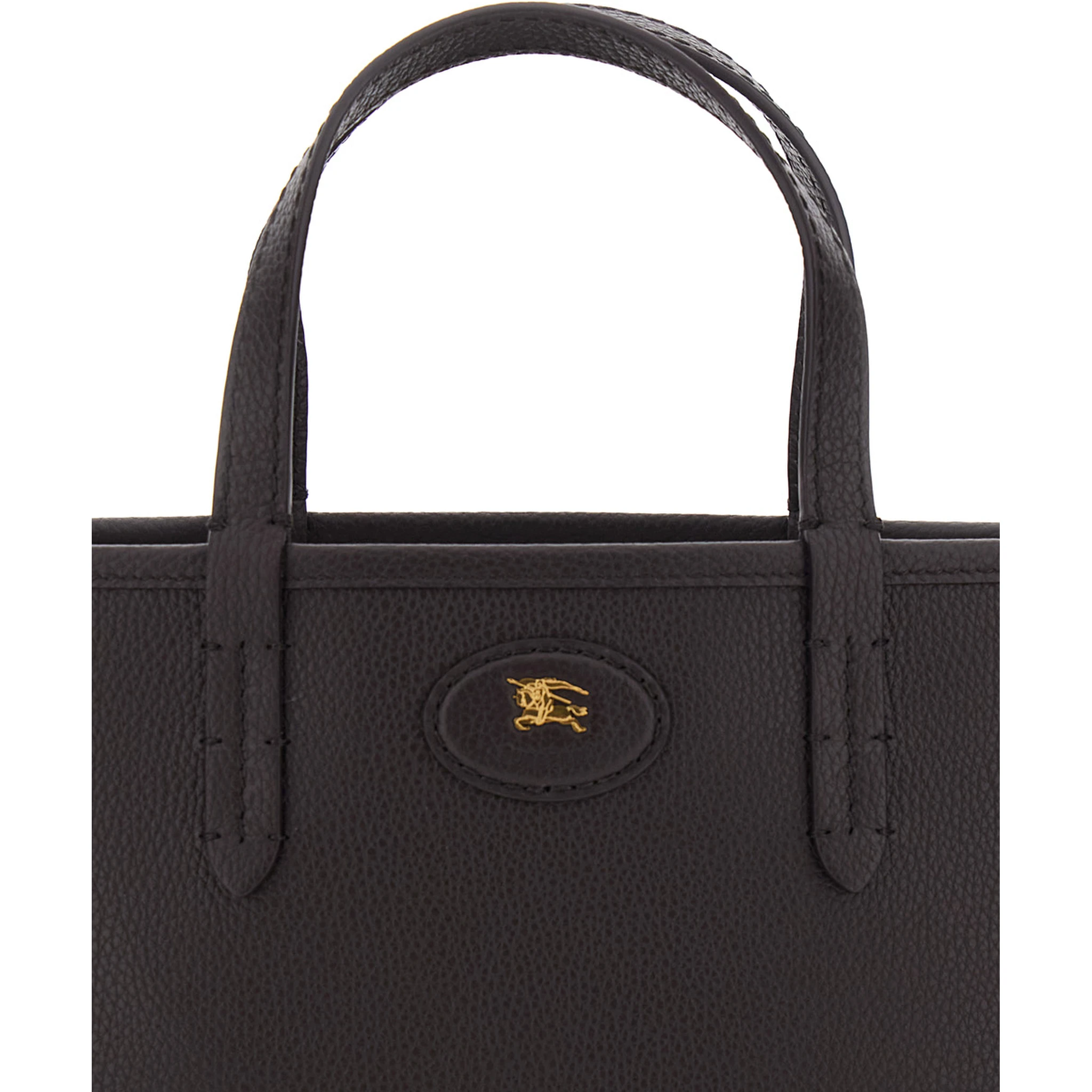 Brown Reversible Tote Bag with Adjustable and Removable Shoulder Strap and EKD Patch on the Front in Leather Woman