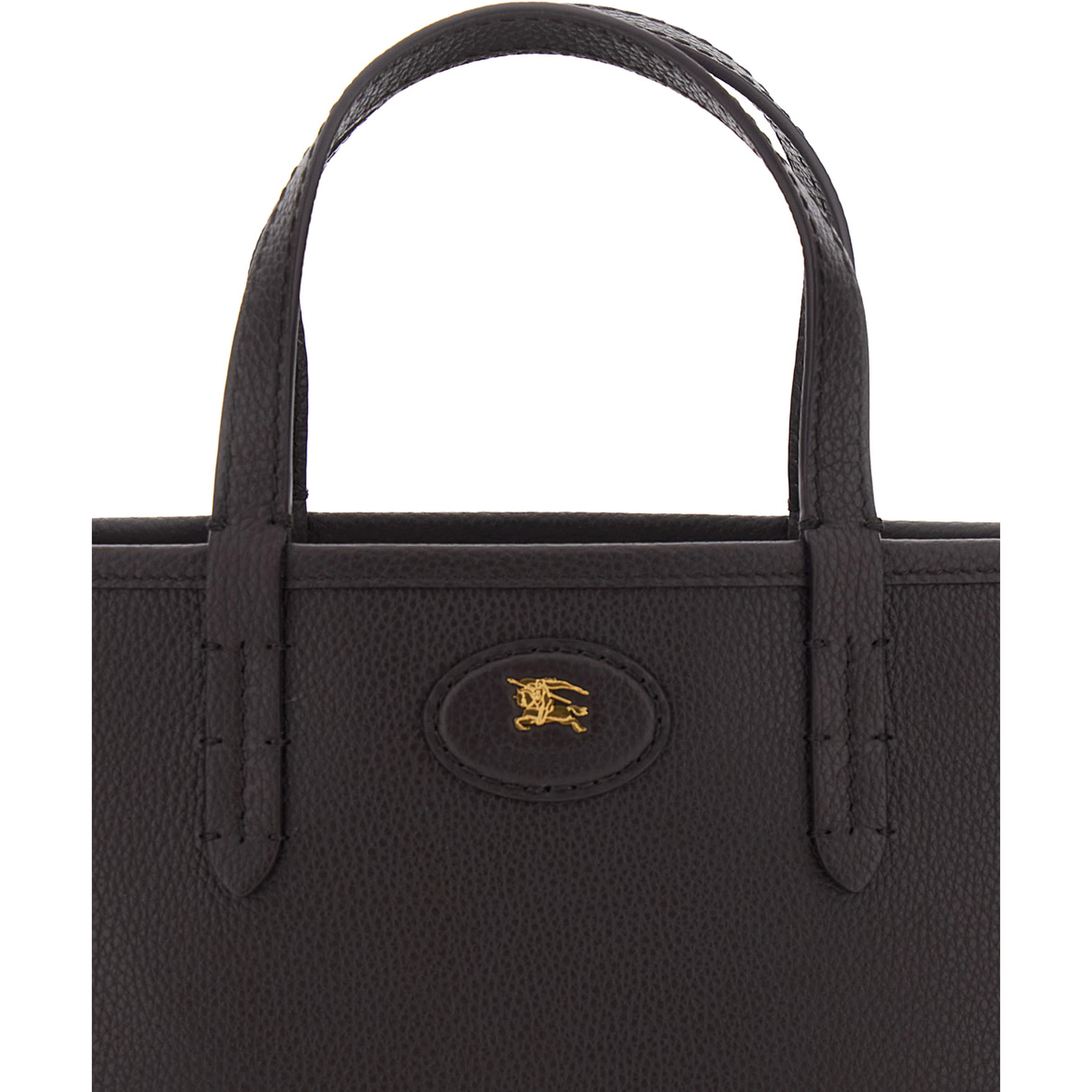 Brown Reversible Tote Bag with Adjustable and Removable Shoulder Strap and EKD Patch on the Front in Leather Woman