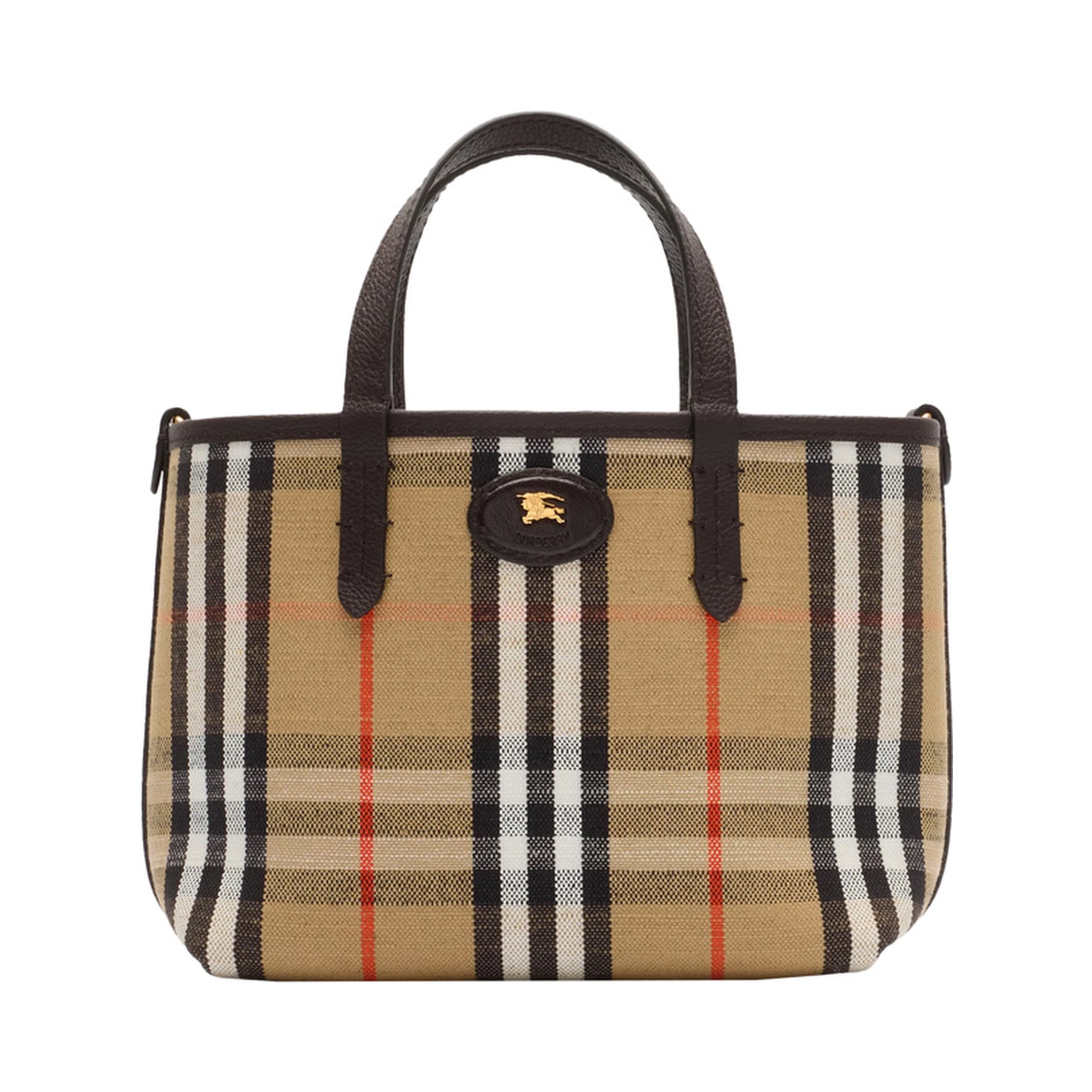 Brown Reversible Tote Bag with Adjustable and Removable Shoulder Strap and EKD Patch on the Front in Leather Woman