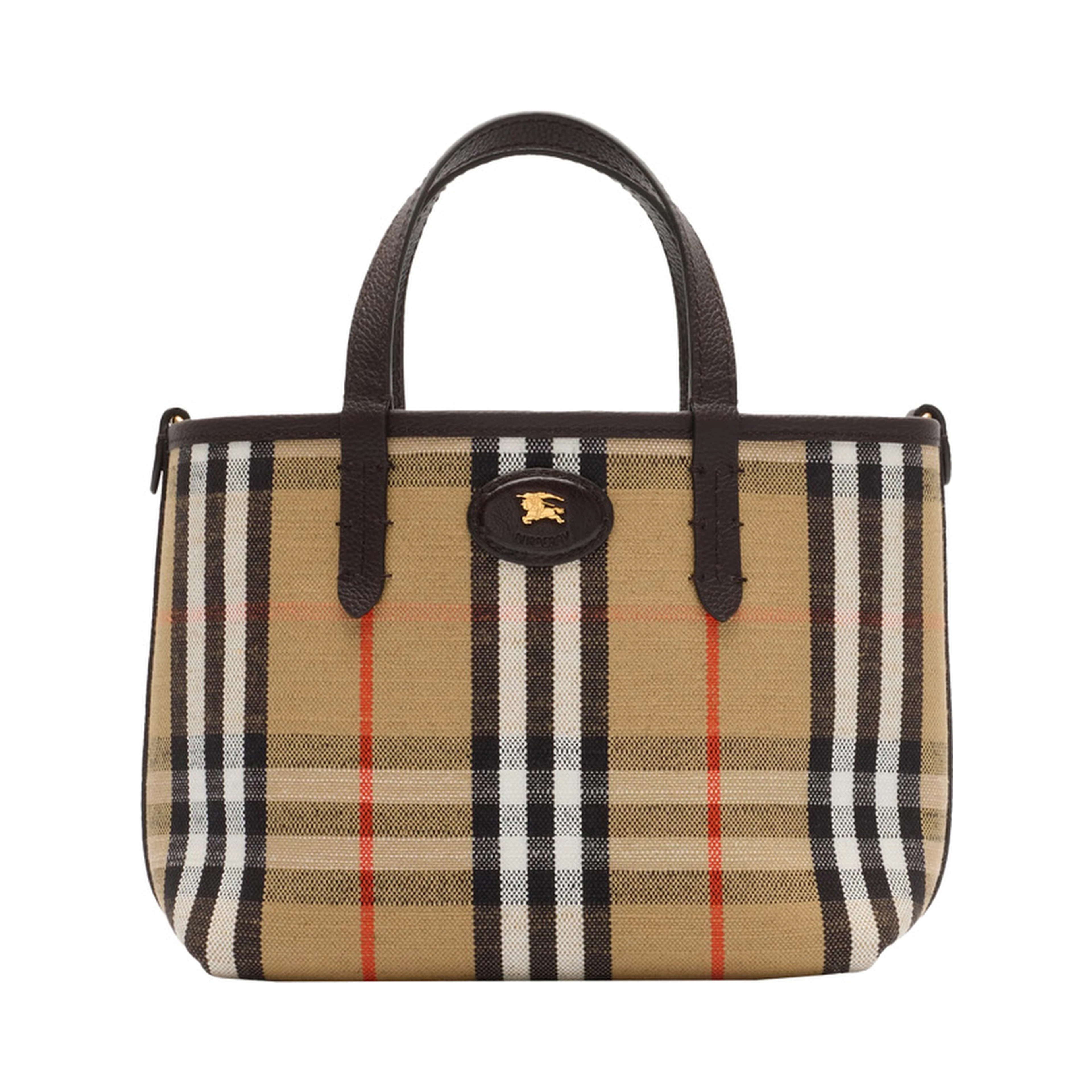Brown Reversible Tote Bag with Adjustable and Removable Shoulder Strap and EKD Patch on the Front in Leather Woman