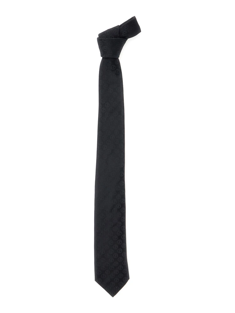 BlackTie with All-Over Tonal Logo in Silk Man