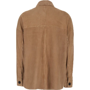 Kaylee Beige Jacket with Classic Collar and Front Pockets in Suede Woman