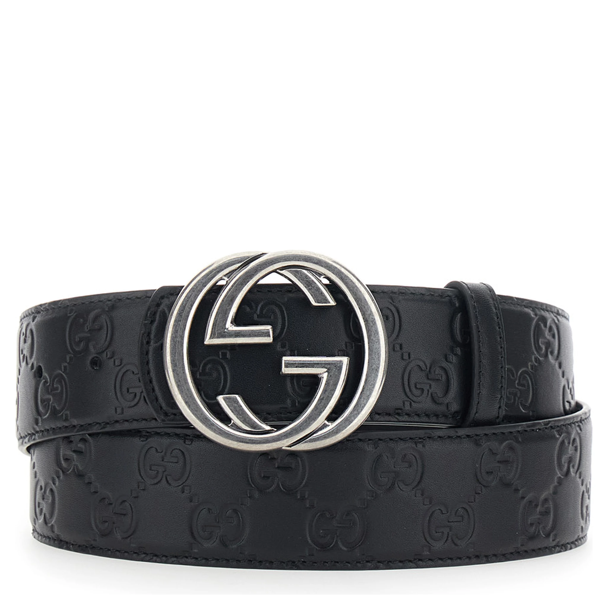 Black Reversible Belt with GG Buckle Closure in Leather Man