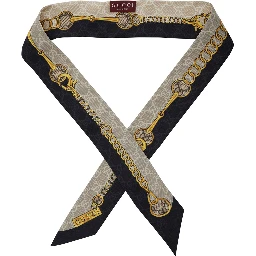 Multicolor Square Scarf with Horsebit Print in Silk Woman