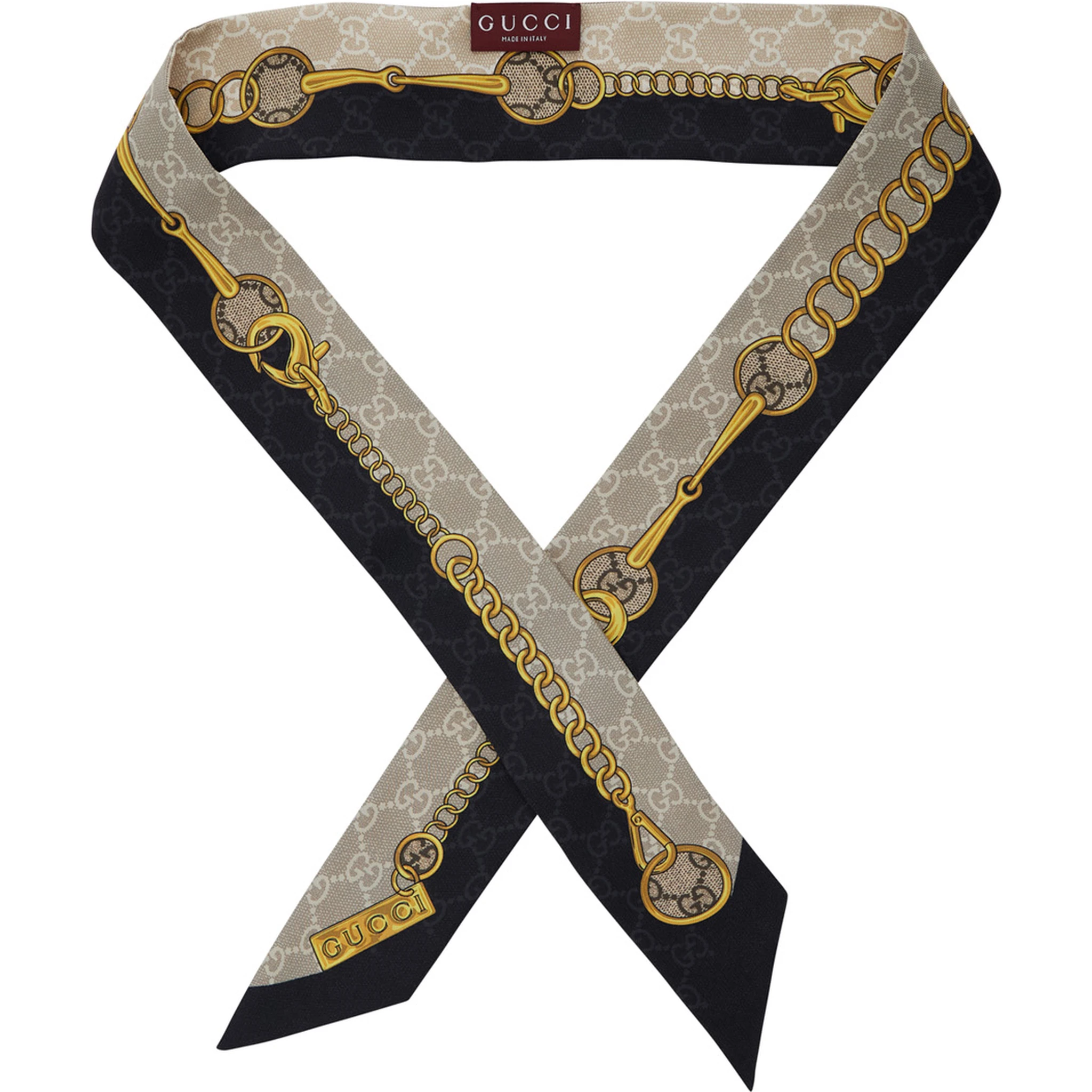 Multicolor Square Scarf with Horsebit Print in Silk Woman