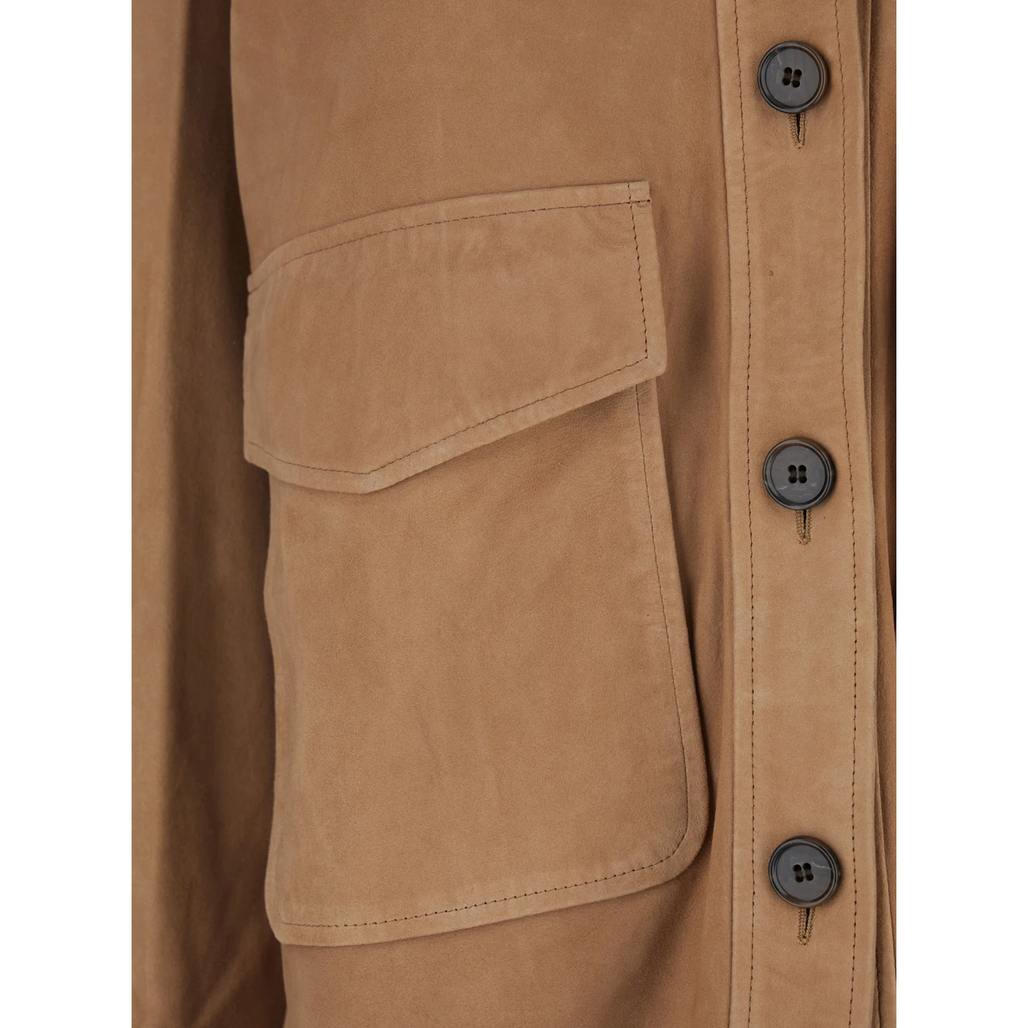 Kaylee Beige Jacket with Classic Collar and Front Pockets in Suede Woman