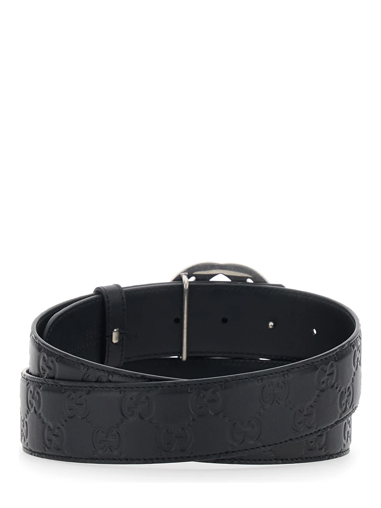 Black Reversible Belt with GG Buckle Closure in Leather Man alternative