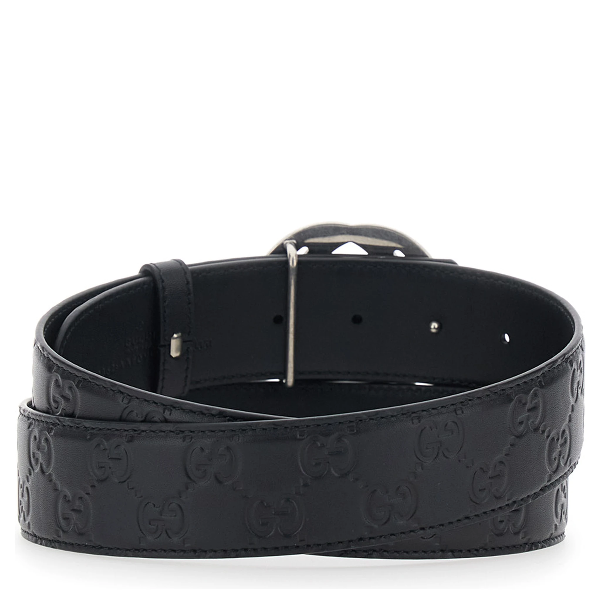 Black Reversible Belt with GG Buckle Closure in Leather Man