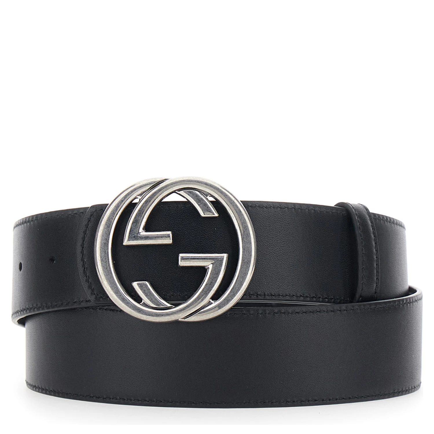 Black Reversible Belt with GG Buckle Closure in Leather Man