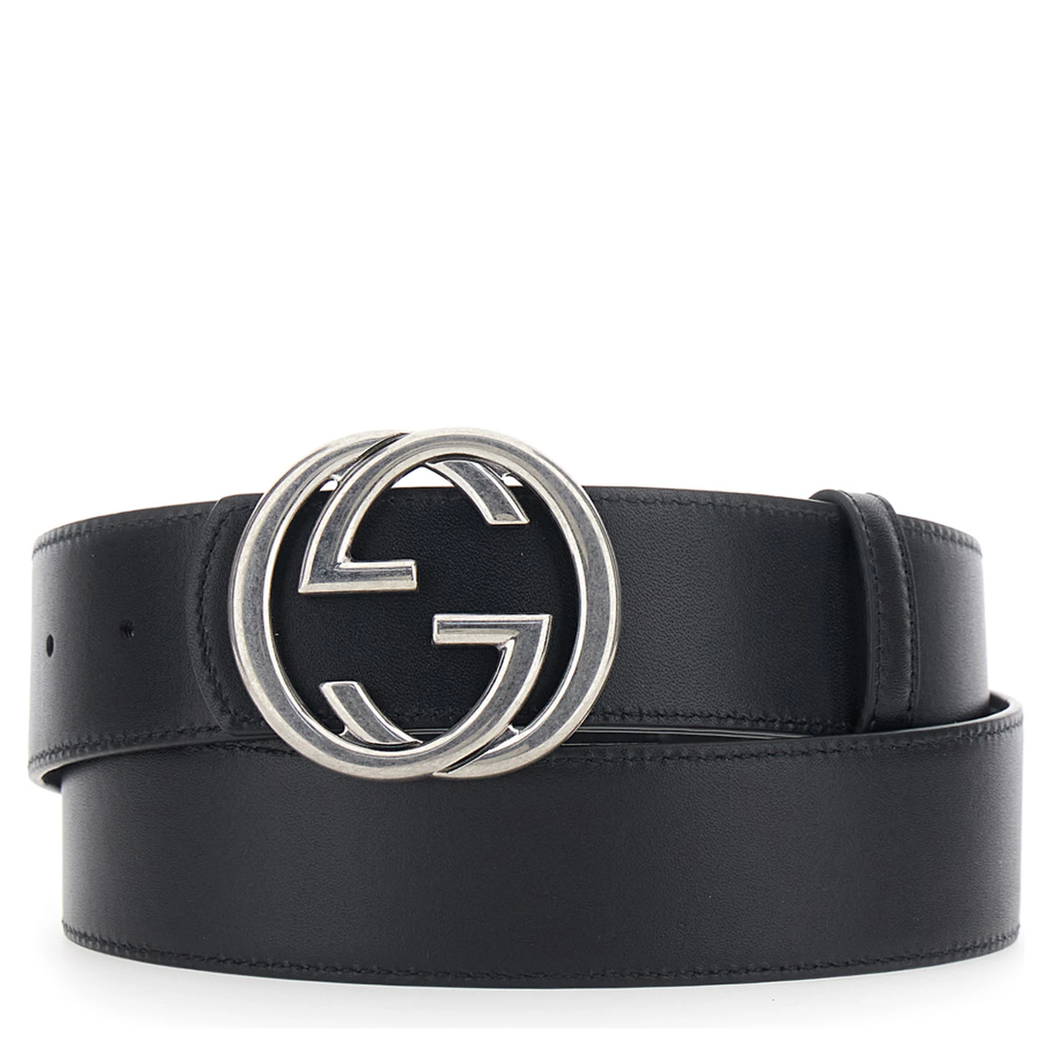 Black Reversible Belt with GG Buckle Closure in Leather Man