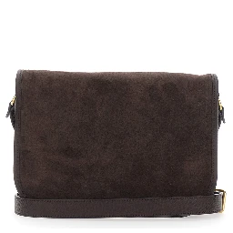 Antibe Brown Crossbody Bag with VLogo Plaque on the Front and Adjustable Shoulder Strap in Suede Man