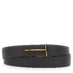 Brown Belt with T Buckle Closure in Leather Man