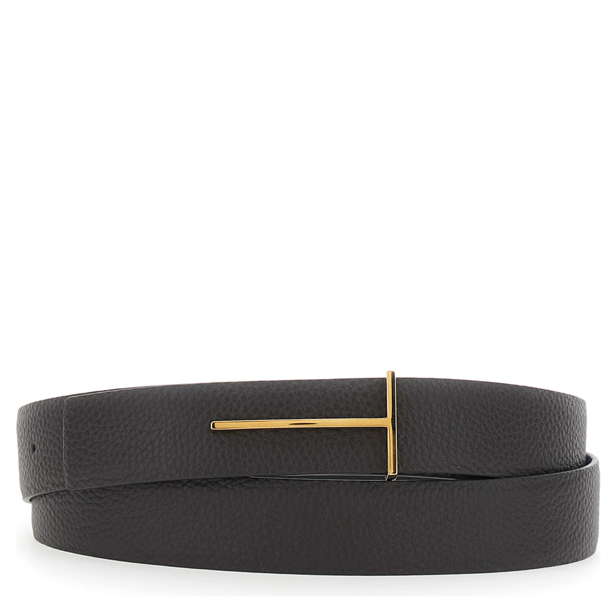 Brown Belt with T Buckle Closure in Leather Man