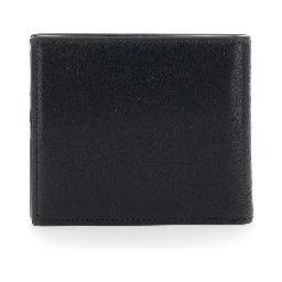 Black Card Bi-Fold Wallet with Logo Plaque on the Front in Leather Man