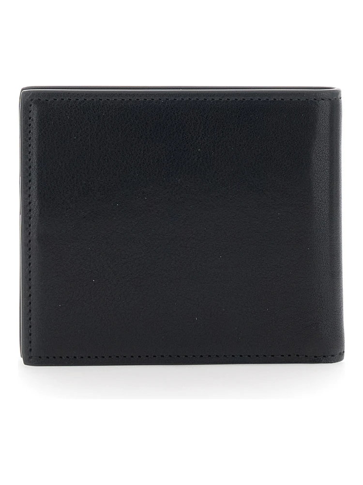 Black Card Bi-Fold Wallet with Logo Plaque on the Front in Leather Man alternative