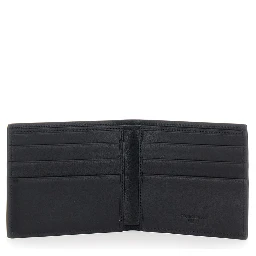 Black Card Bi-Fold Wallet with Logo Plaque on the Front in Leather Man