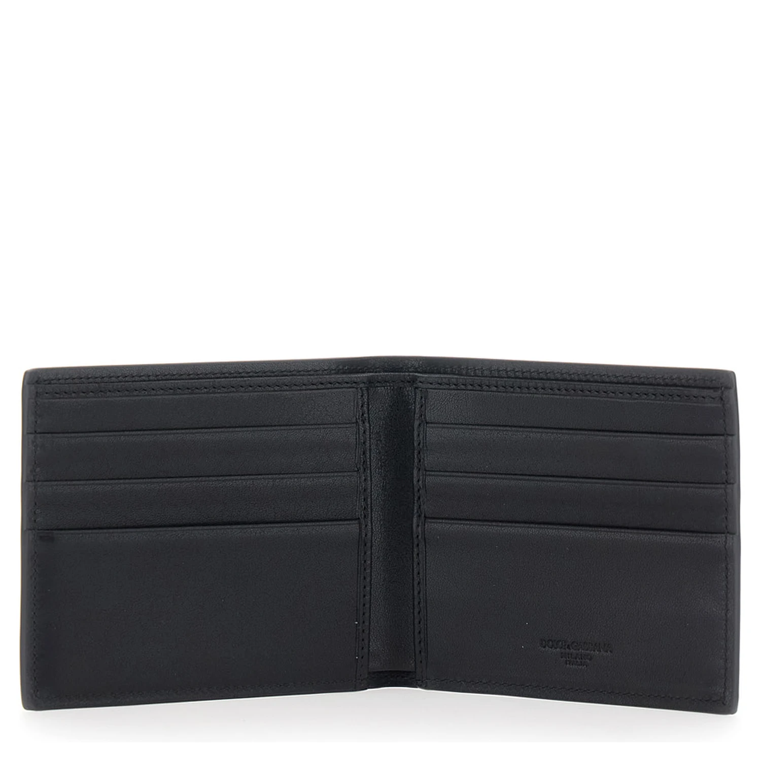 Black Card Bi-Fold Wallet with Logo Plaque on the Front in Leather Man