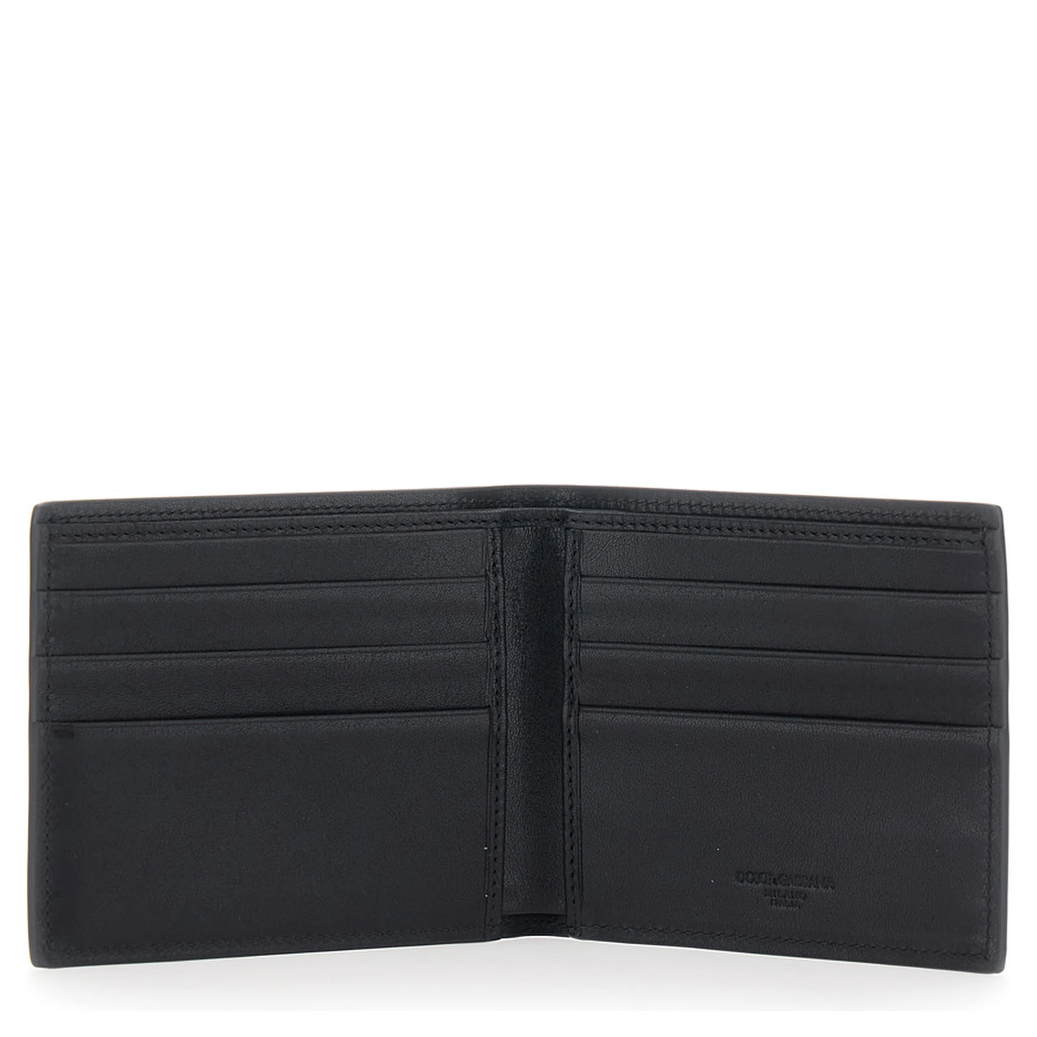 Black Card Bi-Fold Wallet with Logo Plaque on the Front in Leather Man