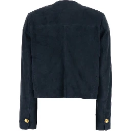 Giubbotto Lorenne con Scollo Rotondo e Tasche Applicate sul Fronte in Suede Donna
