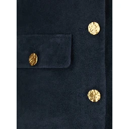 Giubbotto Lorenne con Scollo Rotondo e Tasche Applicate sul Fronte in Suede Donna