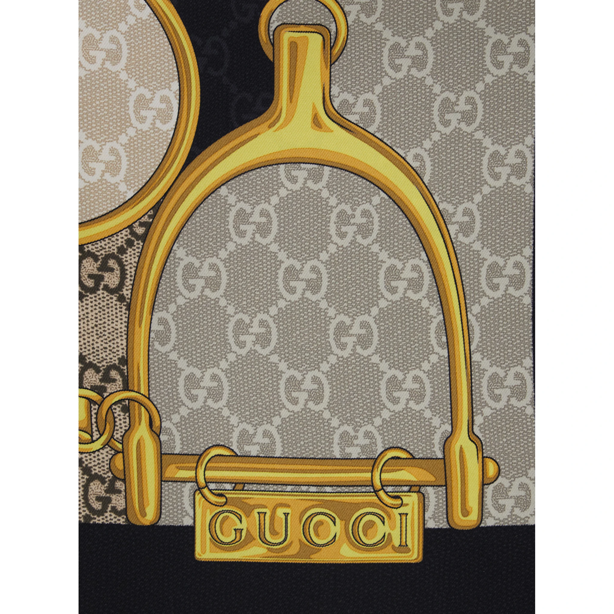 Multicolor Square Scarf with Horsebit Print in Silk Woman