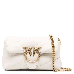 Baby Love Puff White Shoulder Bag with Diagonal Maxi Quilting in Leather Woman Pinko