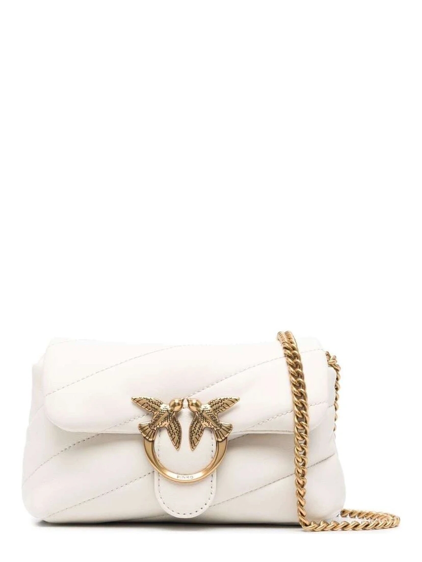 Baby Love Puff White Shoulder Bag with Diagonal Maxi Quilting in Leather Woman Pinko