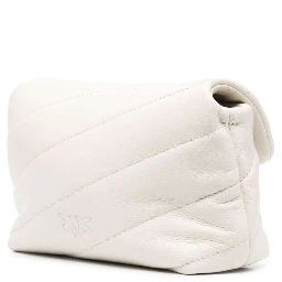 Baby Love Puff White Shoulder Bag with Diagonal Maxi Quilting in Leather Woman Pinko