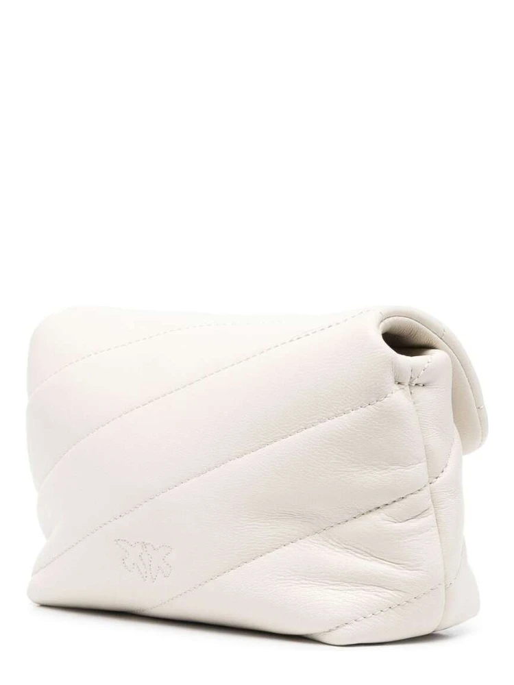 Baby Love Puff White Shoulder Bag with Diagonal Maxi Quilting in Leather Woman Pinko alternative