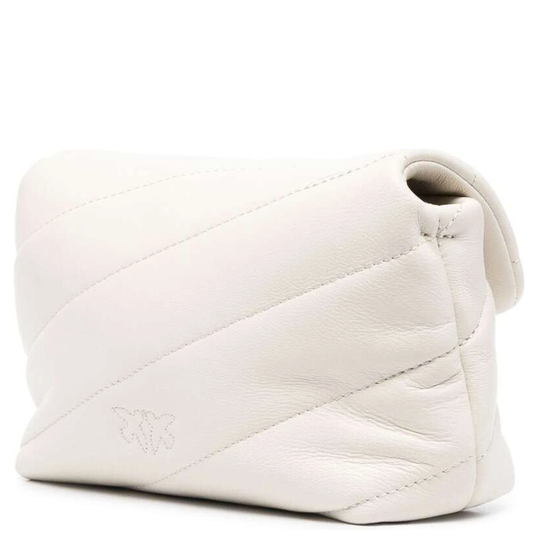 Baby Love Puff White Shoulder Bag with Diagonal Maxi Quilting in Leather Woman Pinko