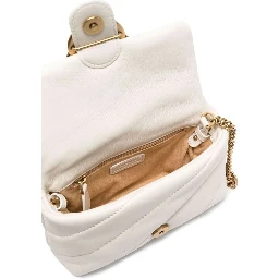 Baby Love Puff White Shoulder Bag with Diagonal Maxi Quilting in Leather Woman Pinko