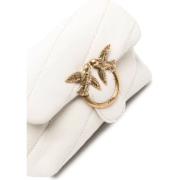 Baby Love Puff White Shoulder Bag with Diagonal Maxi Quilting in Leather Woman Pinko