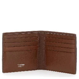 Brown Bi-Fold Wallet with Embossed Crocodile Effect in Leather Man