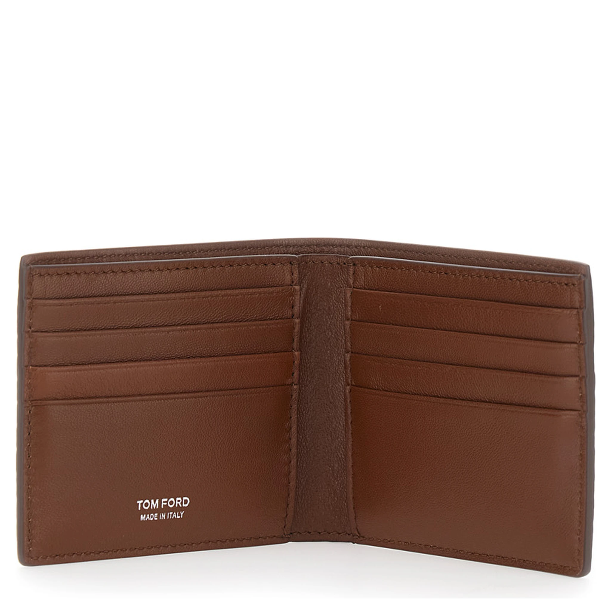 Brown Bi-Fold Wallet with Embossed Crocodile Effect in Leather Man
