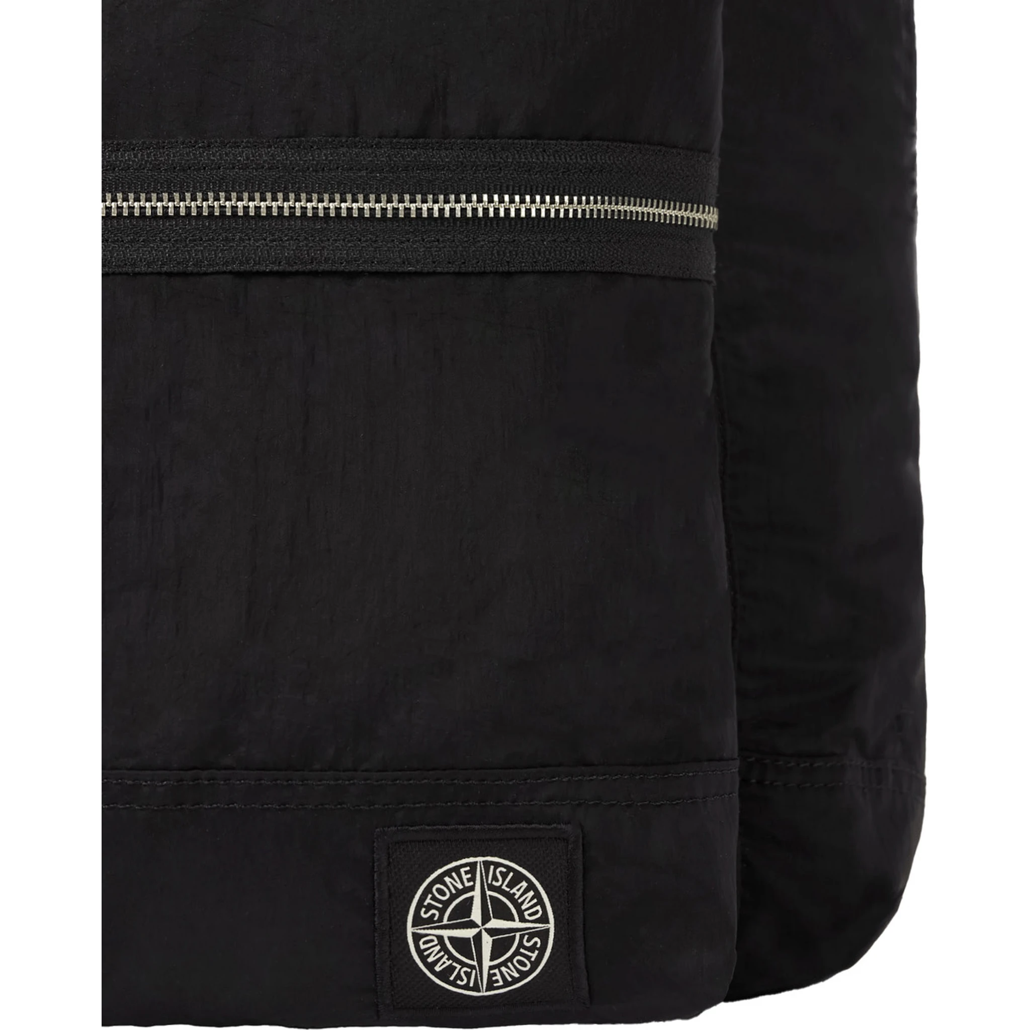 Black Backpack with Adjustable Shoulder Straps and Logo Patch on the Front in Tech Fabric Man