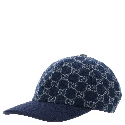 Blue Baseball Cap with GG Motif in Wool Man