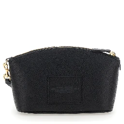 The Beauty Bag Black Clutch Bag with Logo Print on the Front in Leather Woman