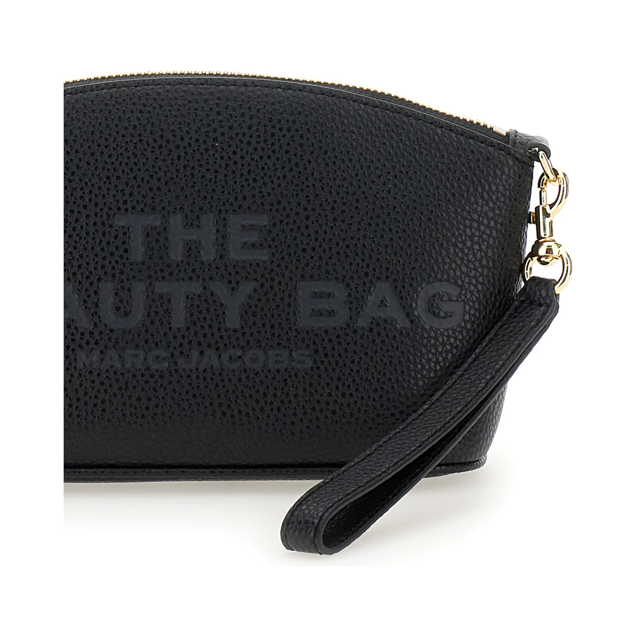 The Beauty Bag Black Clutch Bag with Logo Print on the Front in Leather Woman